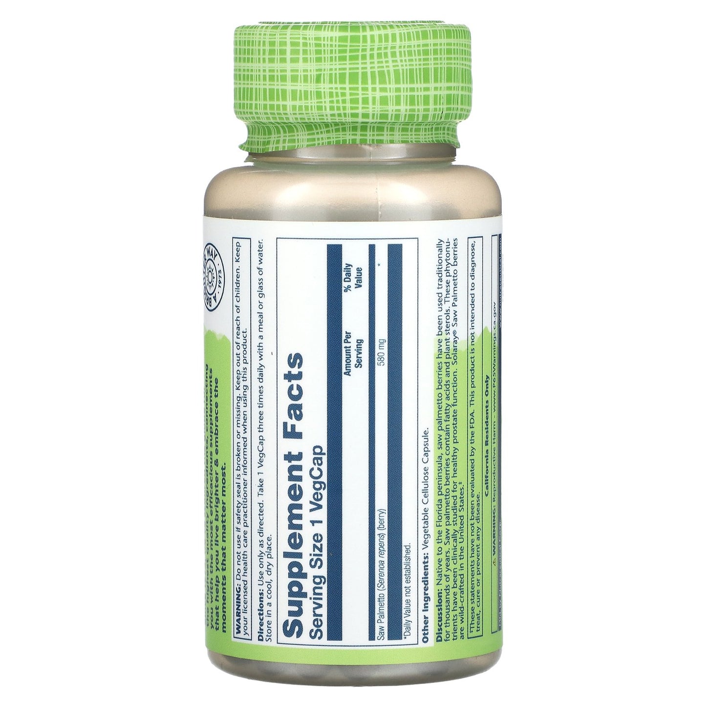 Solaray, True Herbs Saw Palmetto, 580 mg, 50 VegCaps