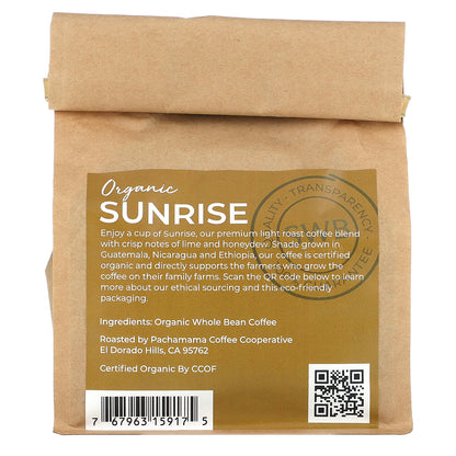 Starwest Botanicals, Organic Sunrise Coffee, Premium Blend, Whole Bean, Light Roast, 10 oz (283 g)