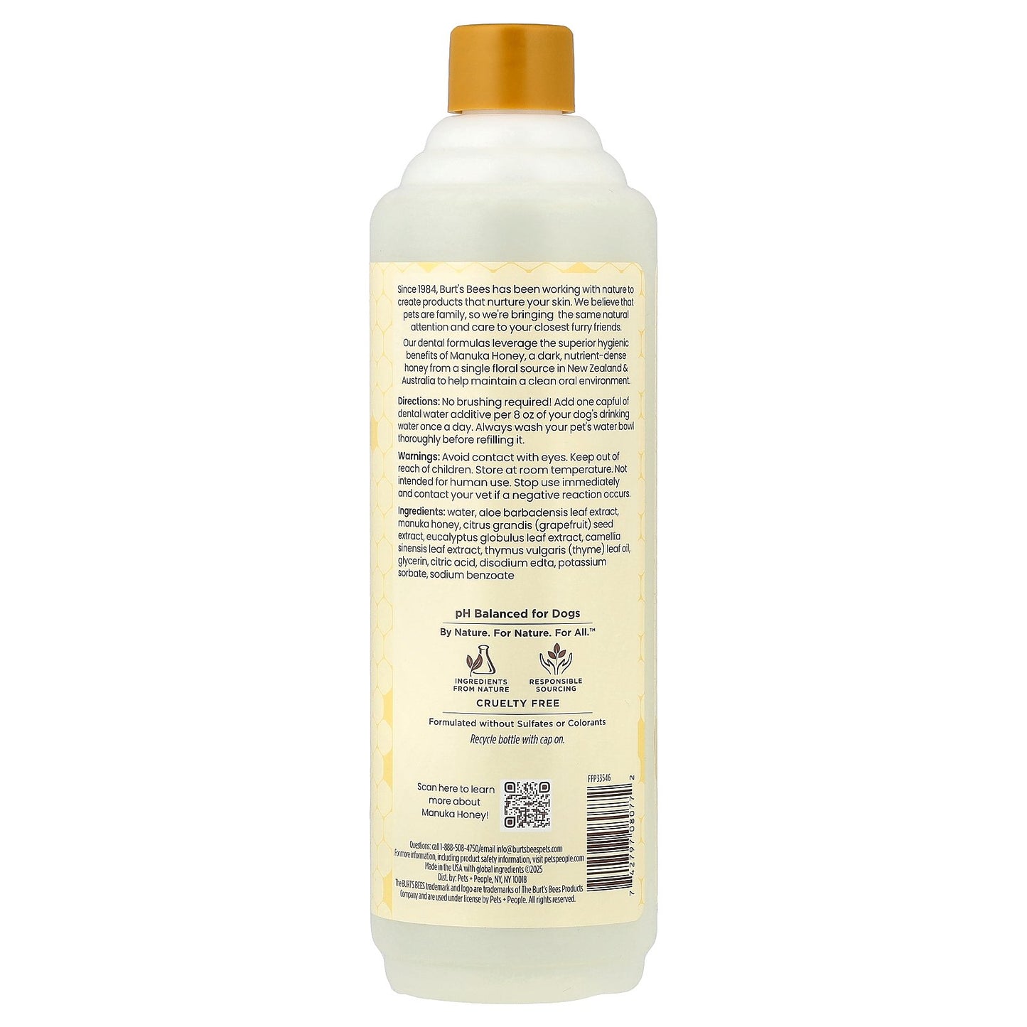 Burt's Bees, Dental Water Additive, For Dogs, Manuka Honey, 16 fl oz (473 ml)