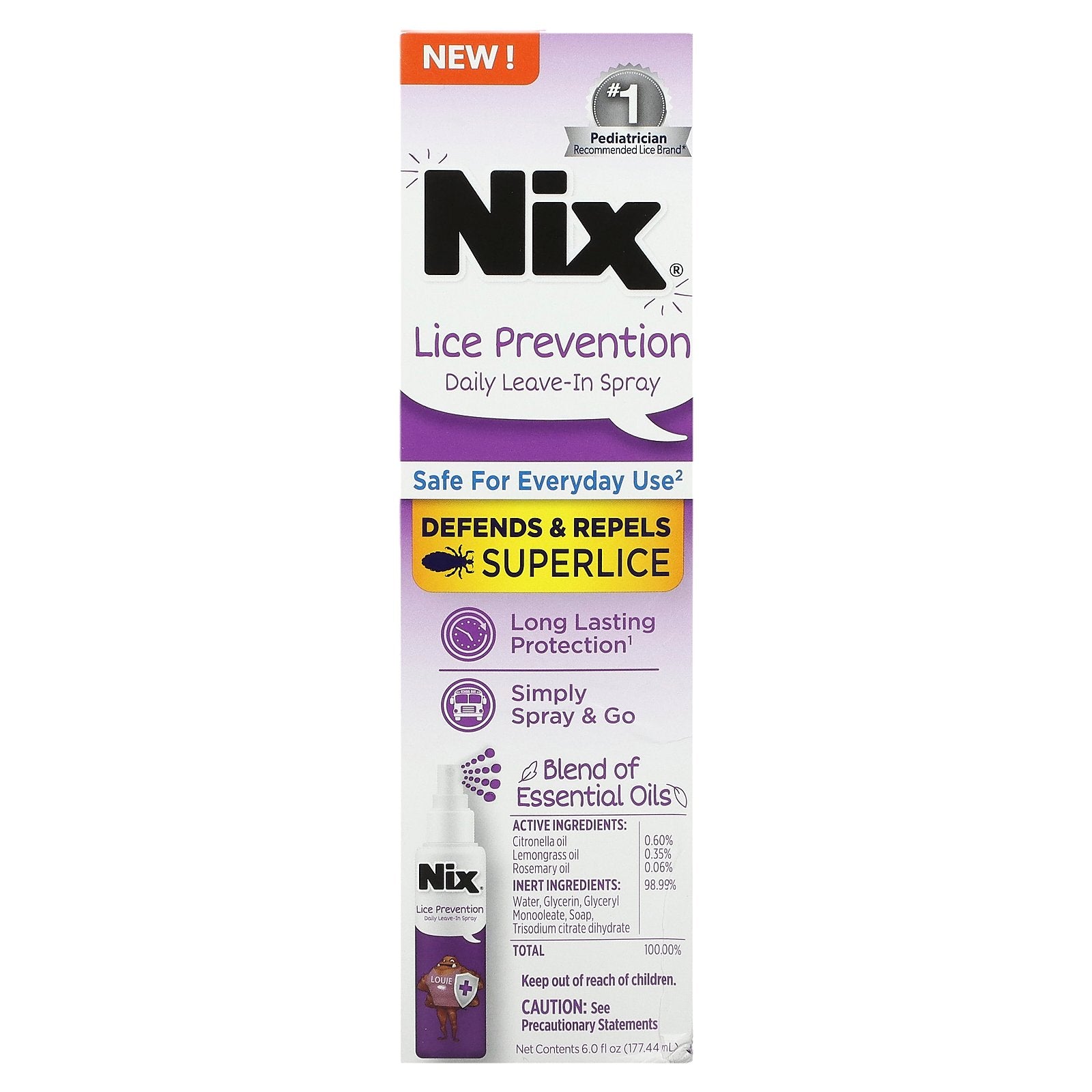 Nix, Lice Prevention, Daily Leave-In Spray, 6 fl oz (177.44 ml)