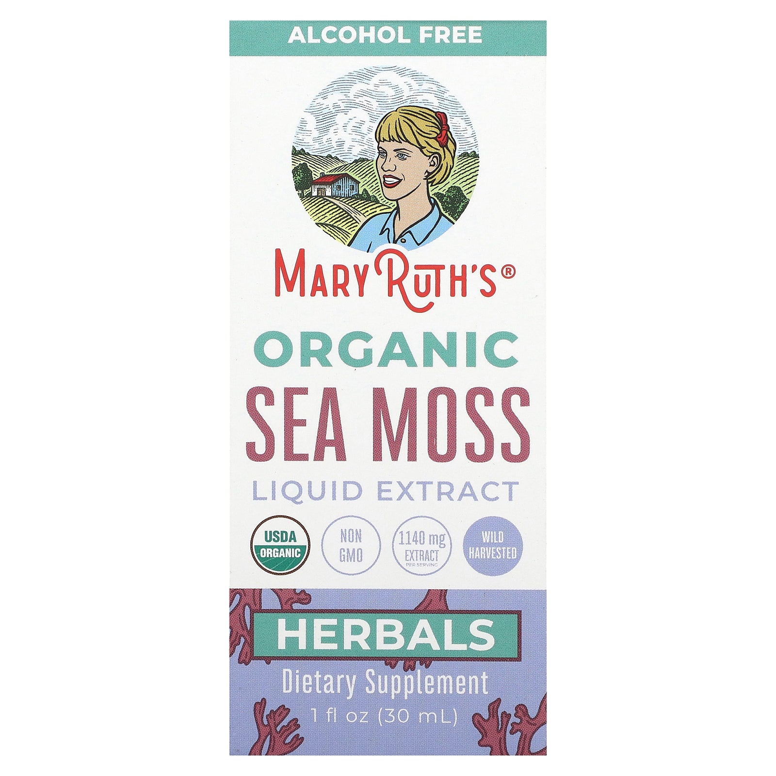 MaryRuth's, Organic Sea Moss Liquid Extract, Alcohol Free, 1,140 mg, 1 fl oz (30 ml)