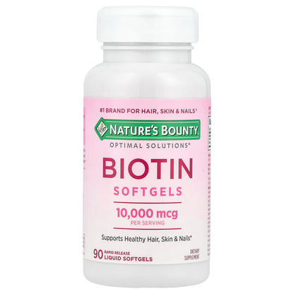 Nature's Bounty, Optimal Solutions®, Biotin Softgels, 10,000 mcg, 90 Rapid Release Liquid Softgels