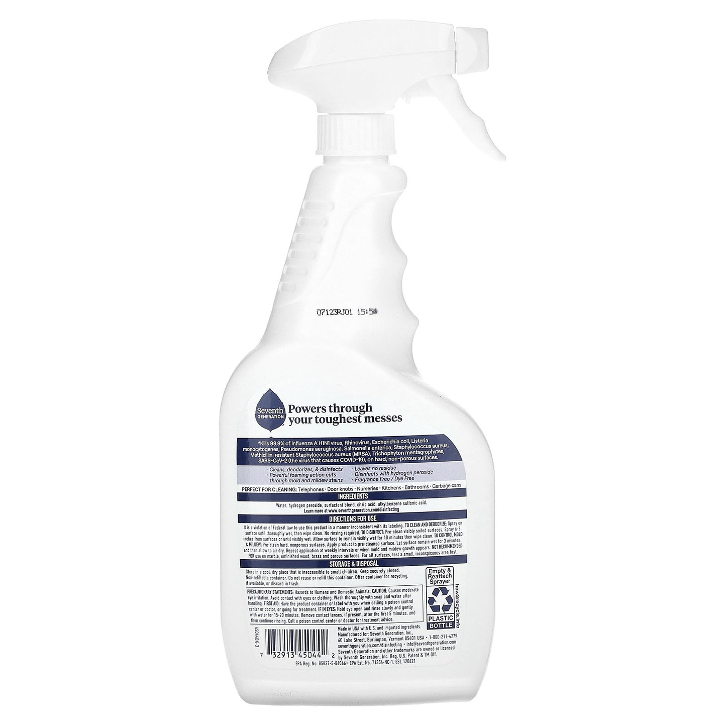 Seventh Generation, Disinfecting Hydrogen Peroxide Cleaner, Fragrance Free , 23 fl oz (680 ml)