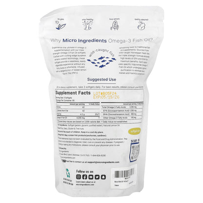 Micro Ingredients, Triple Strength Omega-3 Fish Oil, Lemon, 4,200 mg, 240 Softgels (1,400 mg per Softgel)