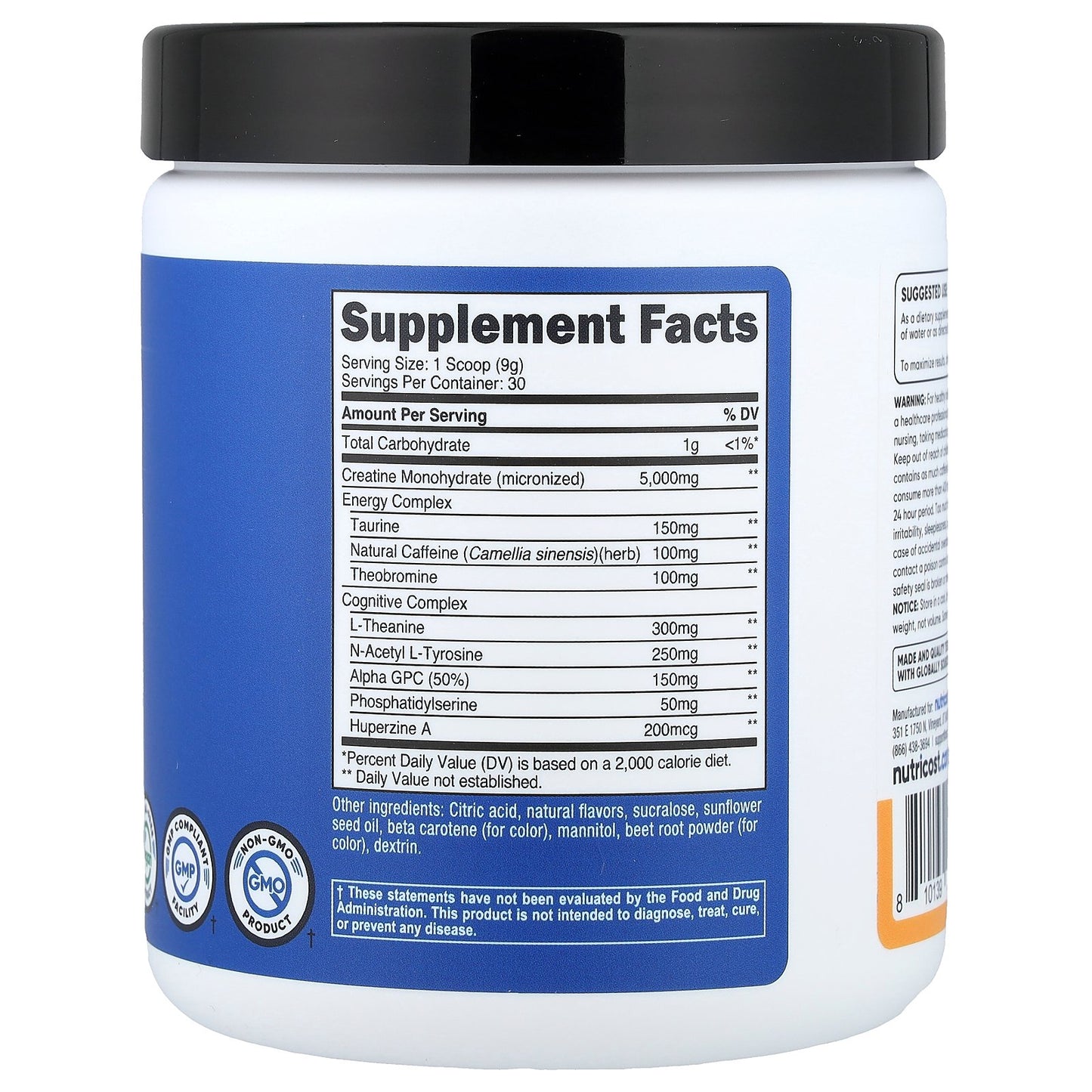 Nutricost, Performance, Creatine + Energy, Peach Mango, 9.4 oz (264 g)