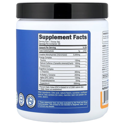 Nutricost, Performance, Creatine + Energy, Peach Mango, 9.4 oz (264 g)