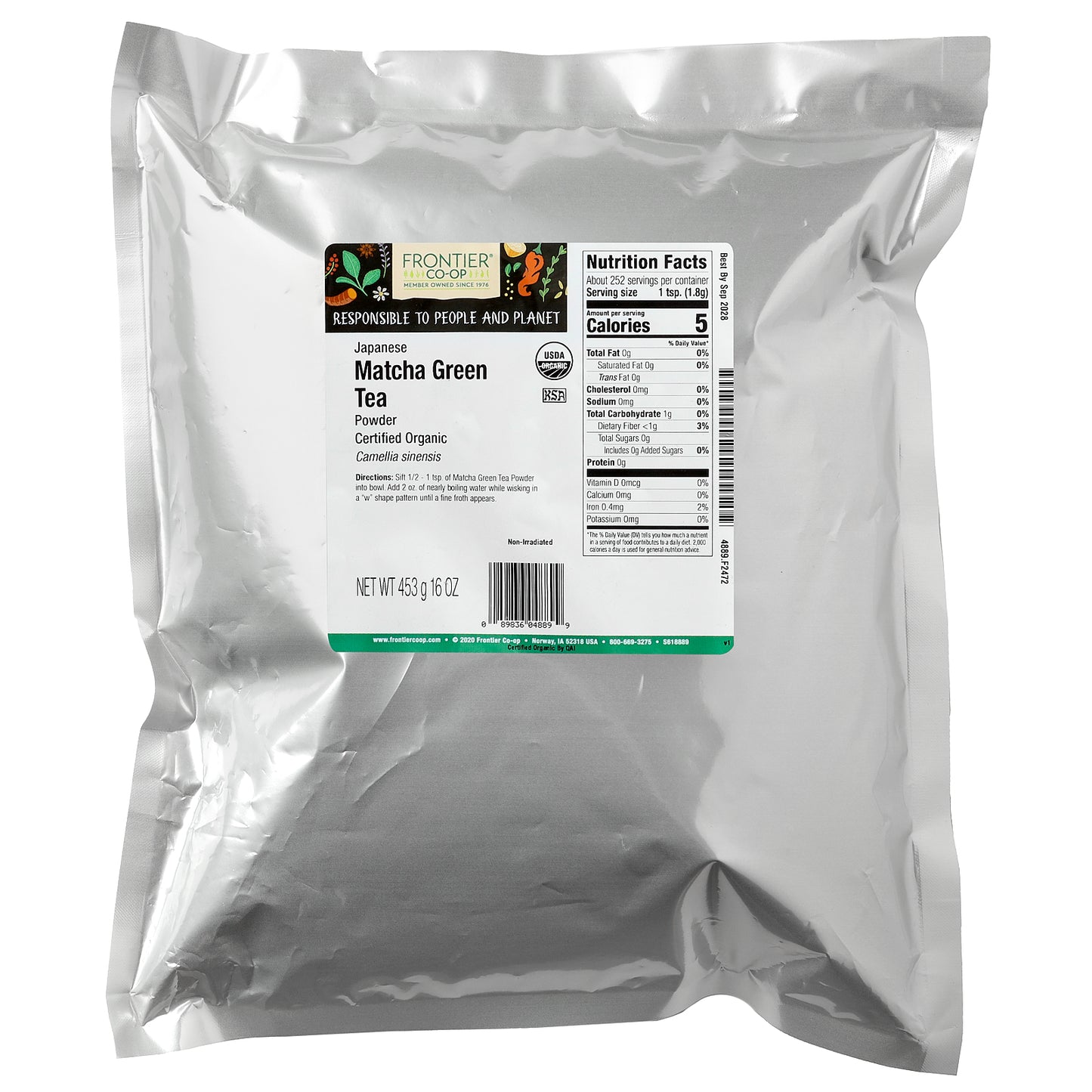 Frontier Co-op, Organic Japanese Matcha Green Tea Powder, 16 oz (453 g)