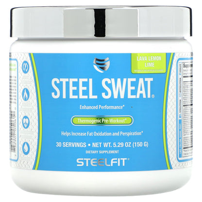 SteelFit, Steel Sweat, Thermogenic Pre-Workout, Lava Lemon Lime, 5.29 oz (150 g)