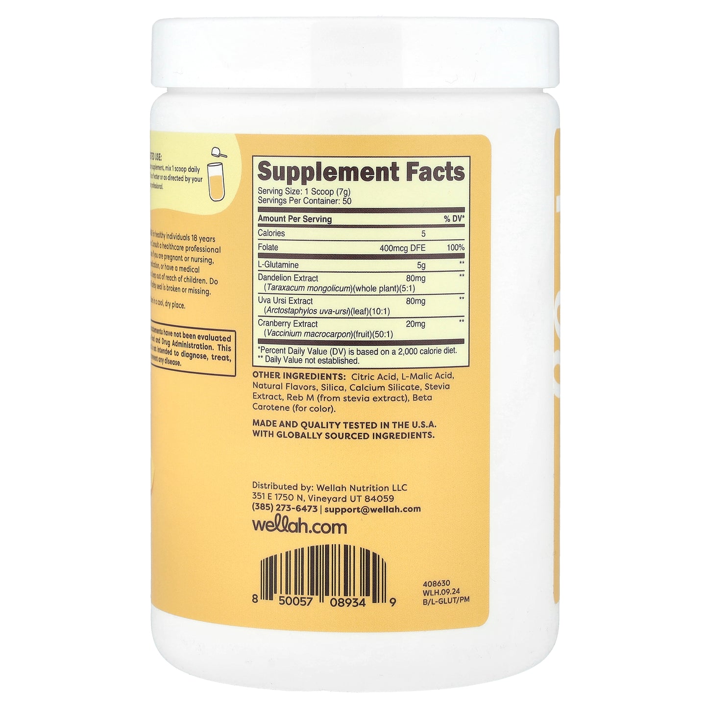 Wellah, L-Glutamine, Peach Mango, 13 oz (365 g)