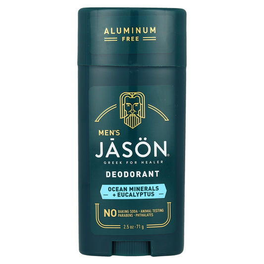 Jason Natural, Men's, Deodorant, Aluminum Free, Ocean Minerals + Eucalyptus, 2.5 oz (71 g)