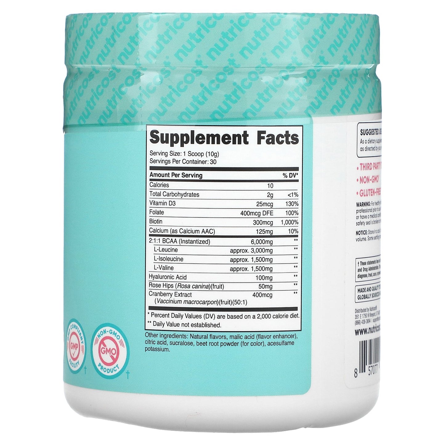 Nutricost, Women, BCAA With Hyaluronic Acid, Folate, Biotin, & Calcium, Watermelon, 10.2 oz (288 g)