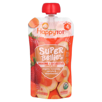 Happy Family Organics, Happy Tot®, Super Bellies™, For 2+ Years, Organic Bananas, Carrots & Strawberries, 4 oz (113 g)
