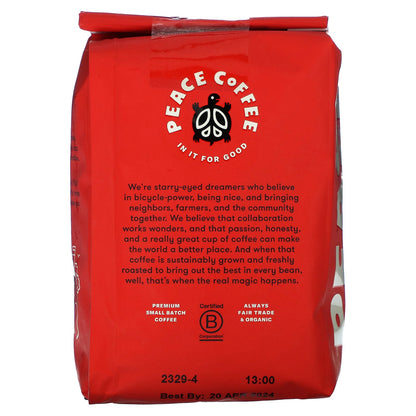 Peace Coffee, Organic Morning Glory, Signature Blend, Whole Bean, Light Roast, 12 oz (340 g)