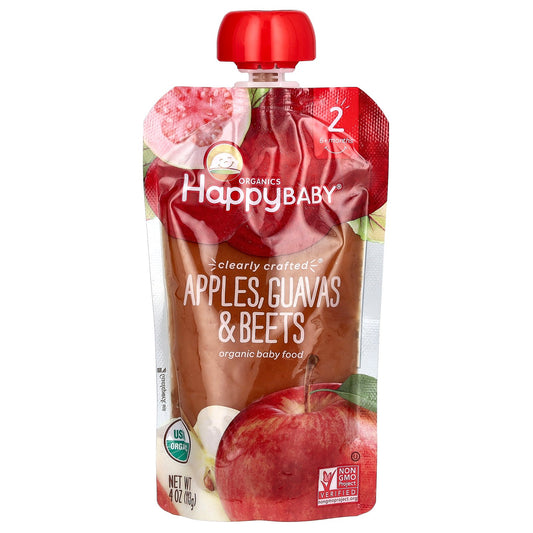 Happy Family Organics, Happy Baby, Organic Baby Food, 6+ Months, Apples, Guavas, & Beets, 4 oz (113 g)