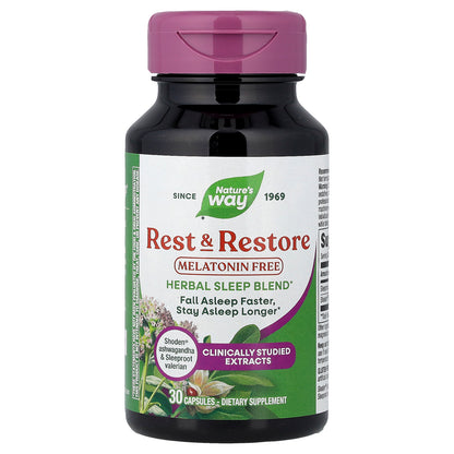 Nature's Way, Rest & Restore, Melatonin Free, 30 Capsules