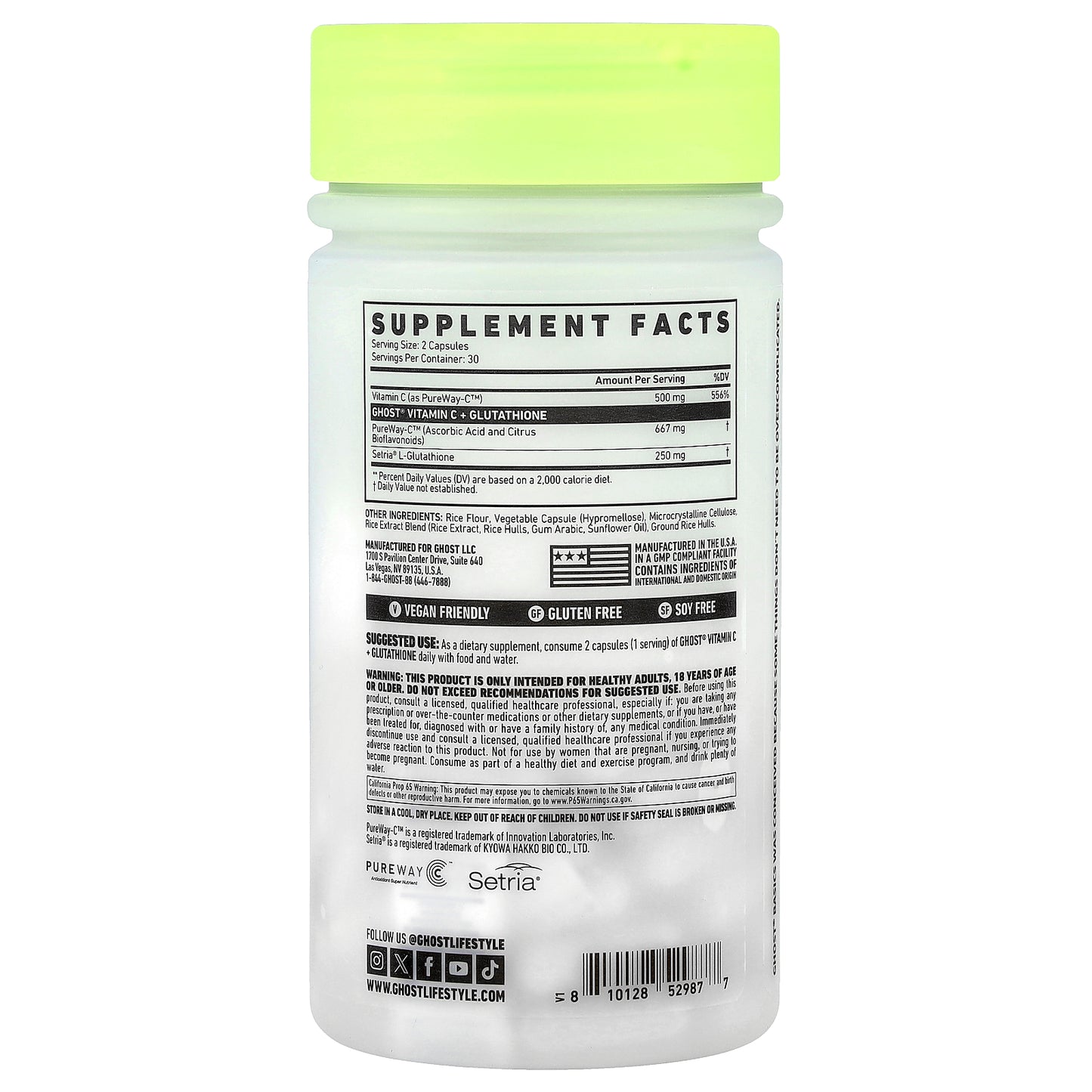 Ghost, Basics, Vitamin C + Glutathione, 60 Veggie Capsules