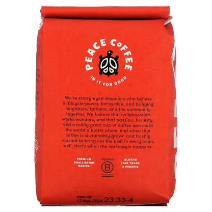 Peace Coffee, Organic Morning Glory, Whole Bean, Light Roast, Decaf, 12 oz (340 g)