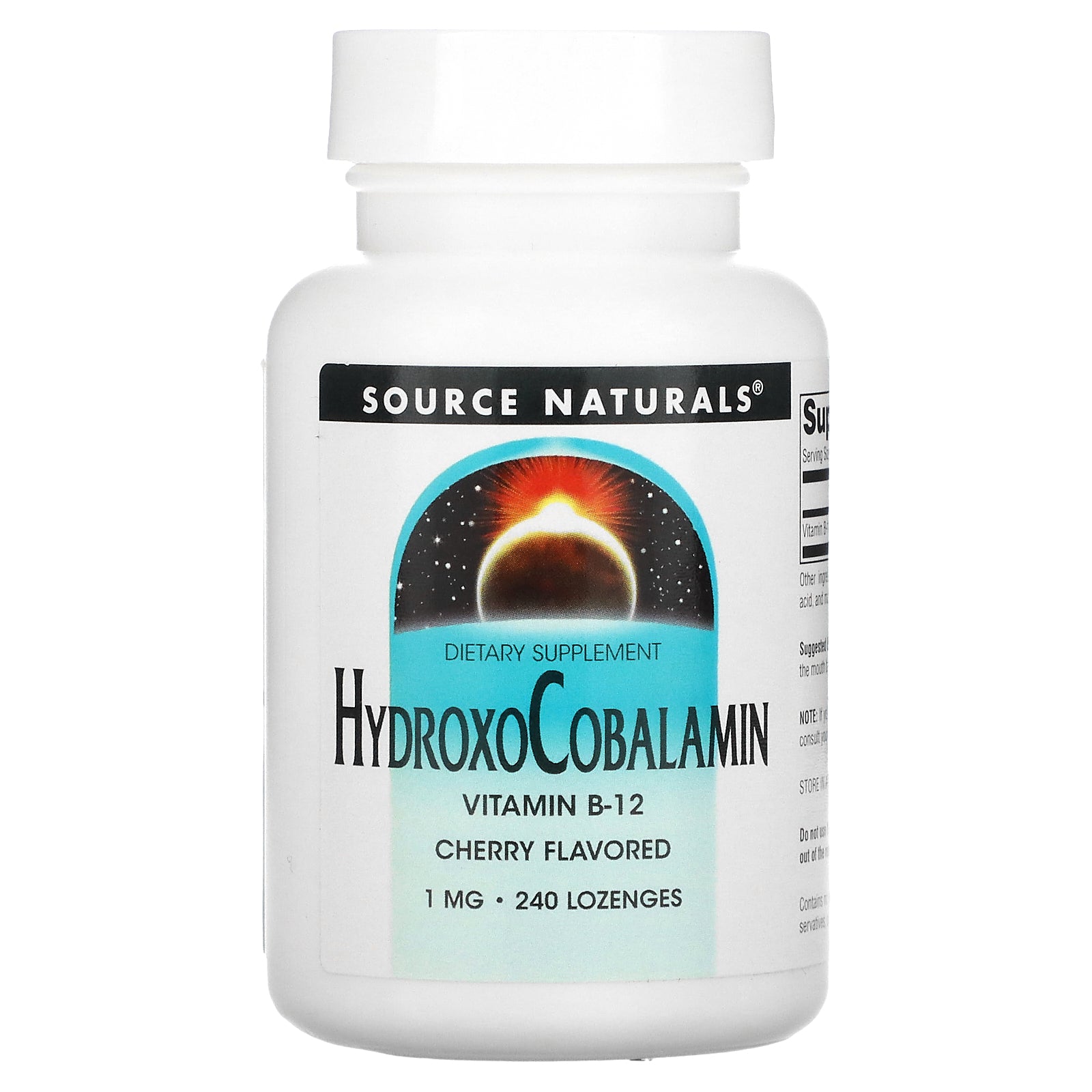 Source Naturals, HydroxoCobalamin, Vitamin B-12, Cherry, 1 mg, 240 Lozenge