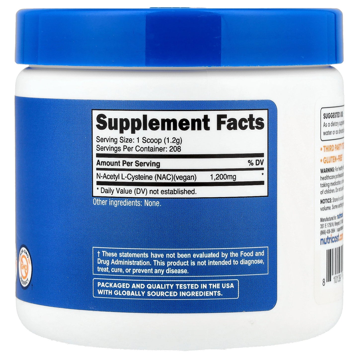 Nutricost, NAC, Unflavored , 8.9 oz (250 g)