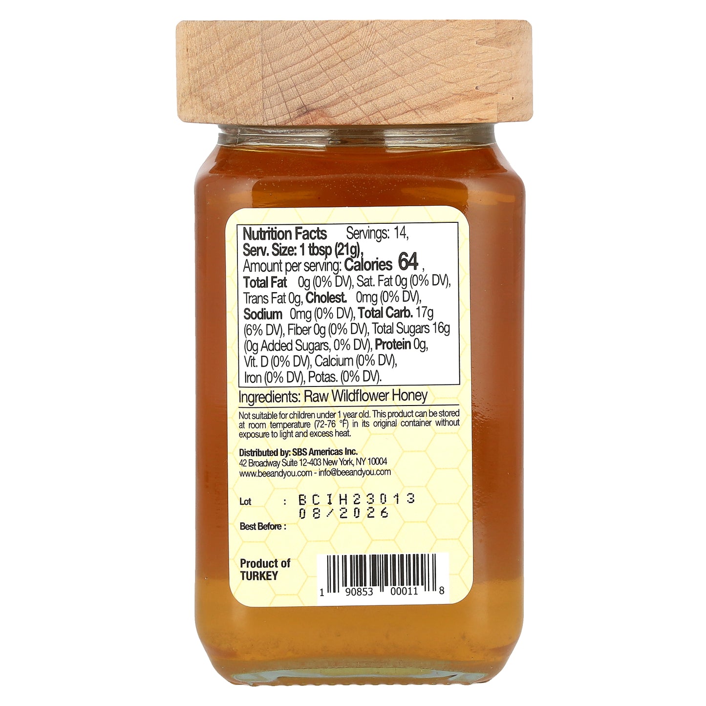 Bee & You, WildFlower Raw Honey, 10.6 oz (300 g)