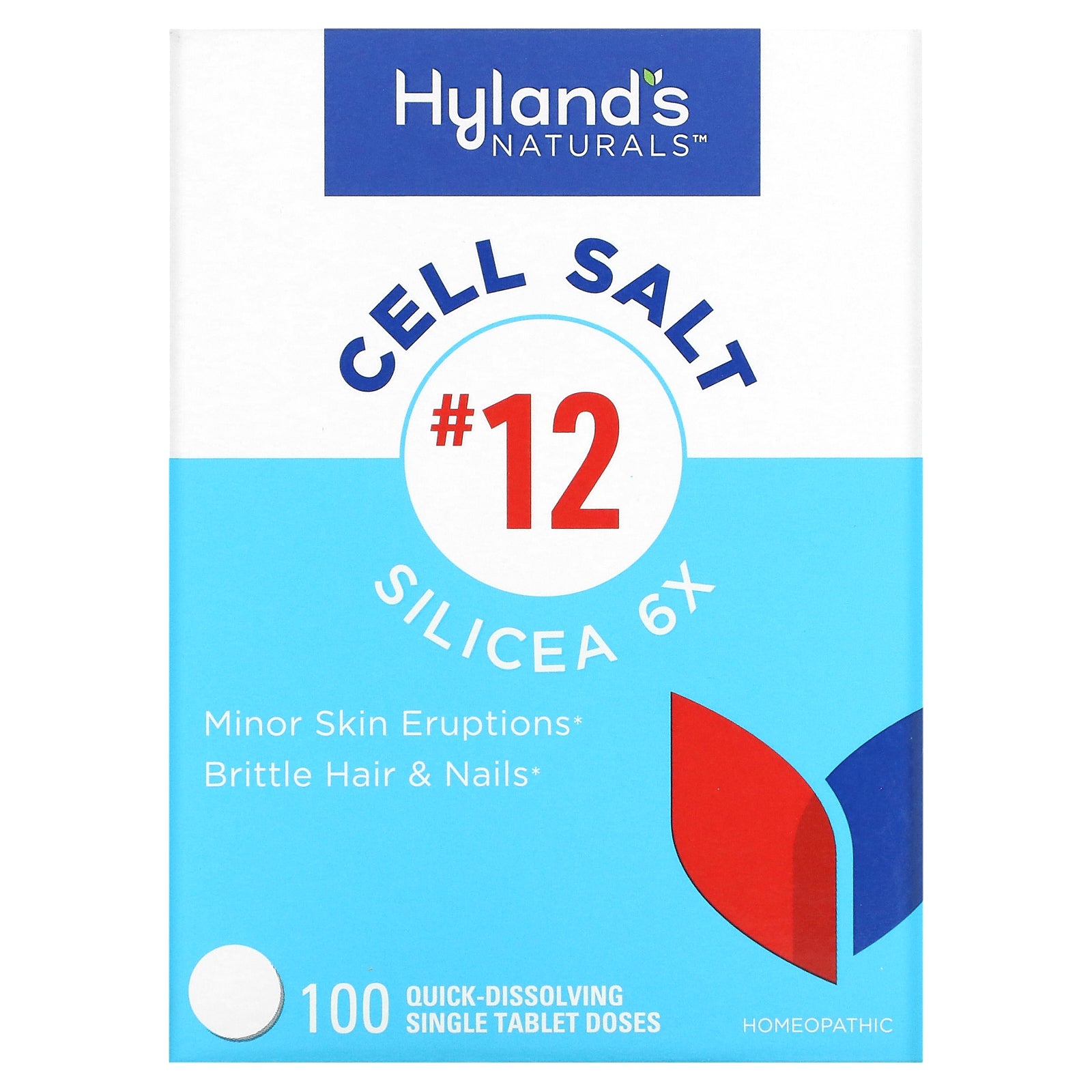 Hyland's Naturals, Cell Salt #12, Silicea 6X, 100 Quick-Dissolving Single Tablet