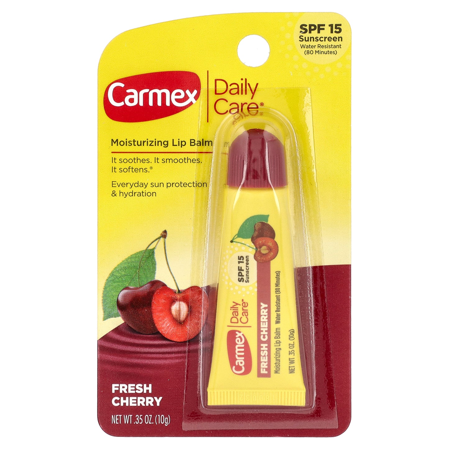Carmex, Daily Care®, Moisturizing Lip Balm, SPF 15, Fresh Cherry, 0.35 oz (10 g)