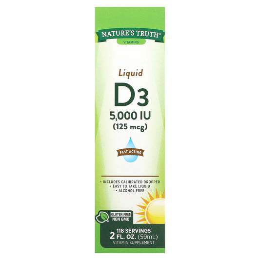 Nature's Truth, Vitamins, Liquid D3, 125 mcg (5,000 IU), 2 fl oz (59 ml)