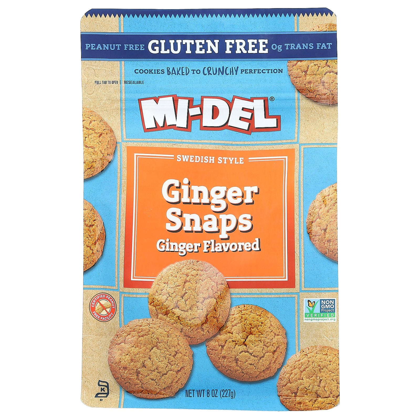 Mi-Del Cookies, Swedish Style Ginger Snaps, Ginger , 8 oz (227 g)