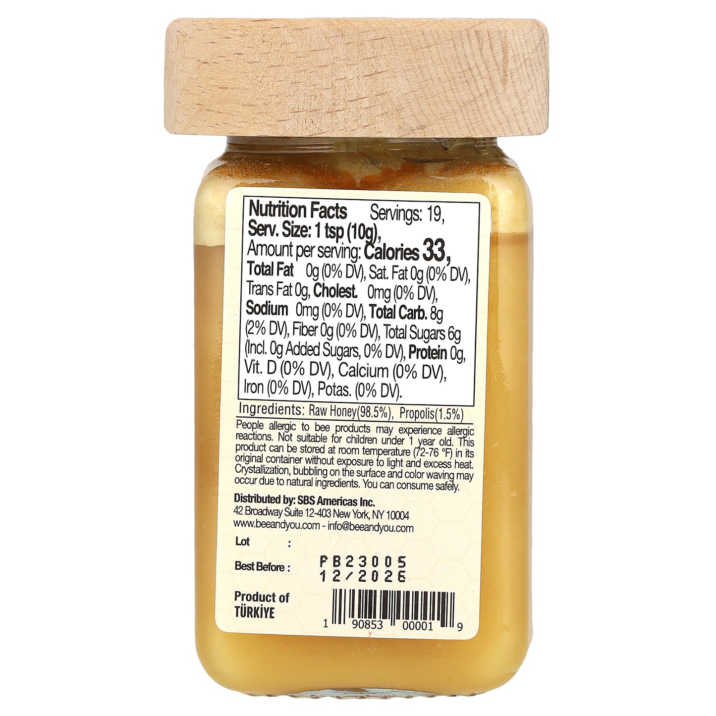 Bee & You, Propolis Raw Honey, 6.7 oz (190 g)
