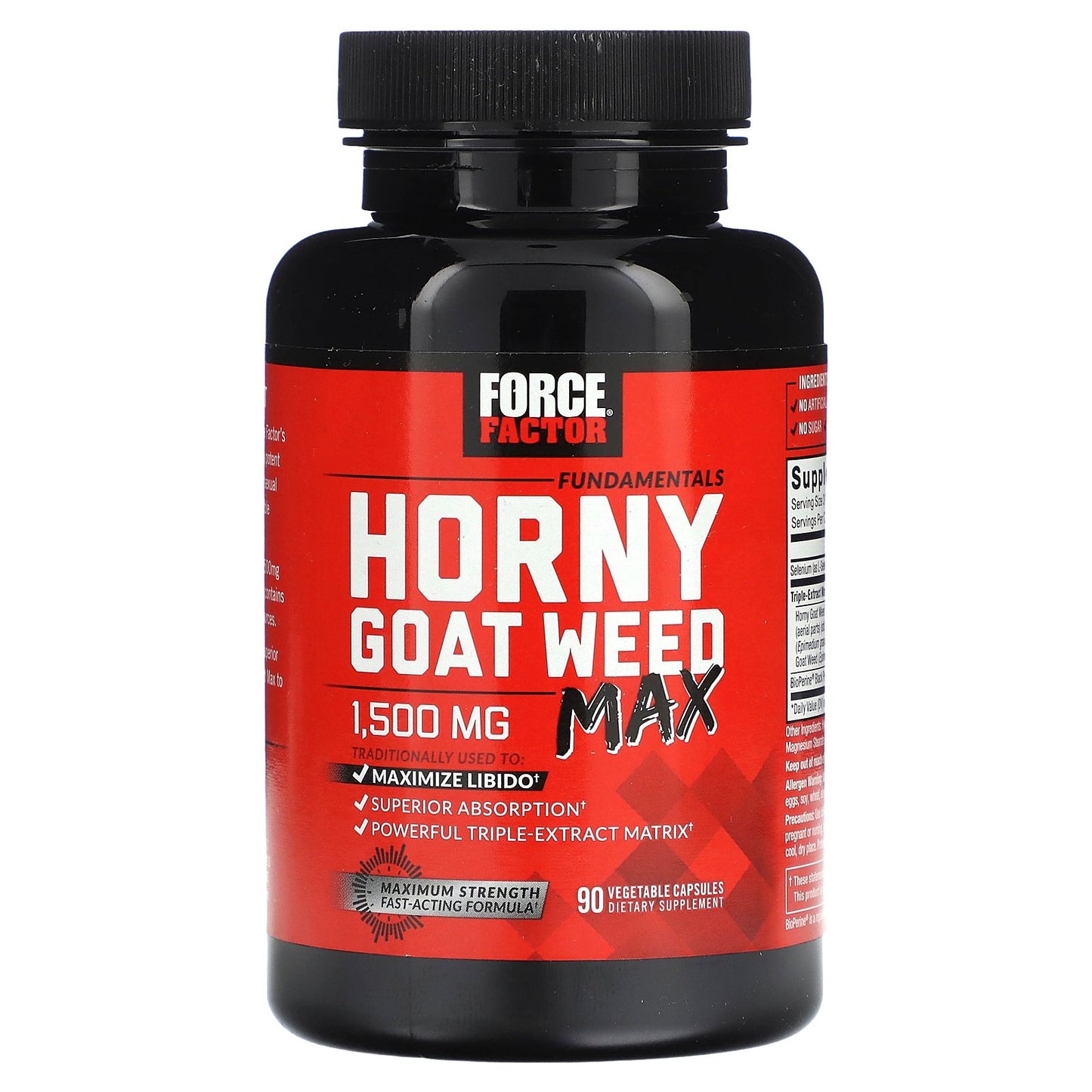 Force Factor, Fundamentals, Horny Goat Weed Max, 90 Vegetable Capsules