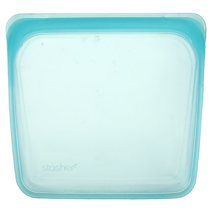 Stasher, Reusable Silicone Food Bag, Sandwich Size, Aqua, 15 fl oz (450 ml)