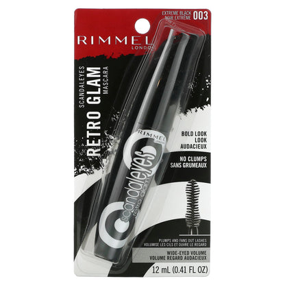 Rimmel London, Scandal'Eyes, Retro Glam Mascara, 003 Extreme Black, 0.41 fl oz (12 ml)