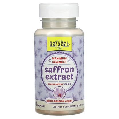 Natural Balance, Saffron Extract, Maximum Strength, 100 mg, 30 VegCaps