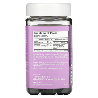 HUM Nutrition, Ashwagandha Calm Gummies, Mixed Berry, 60 Vegan Gummies