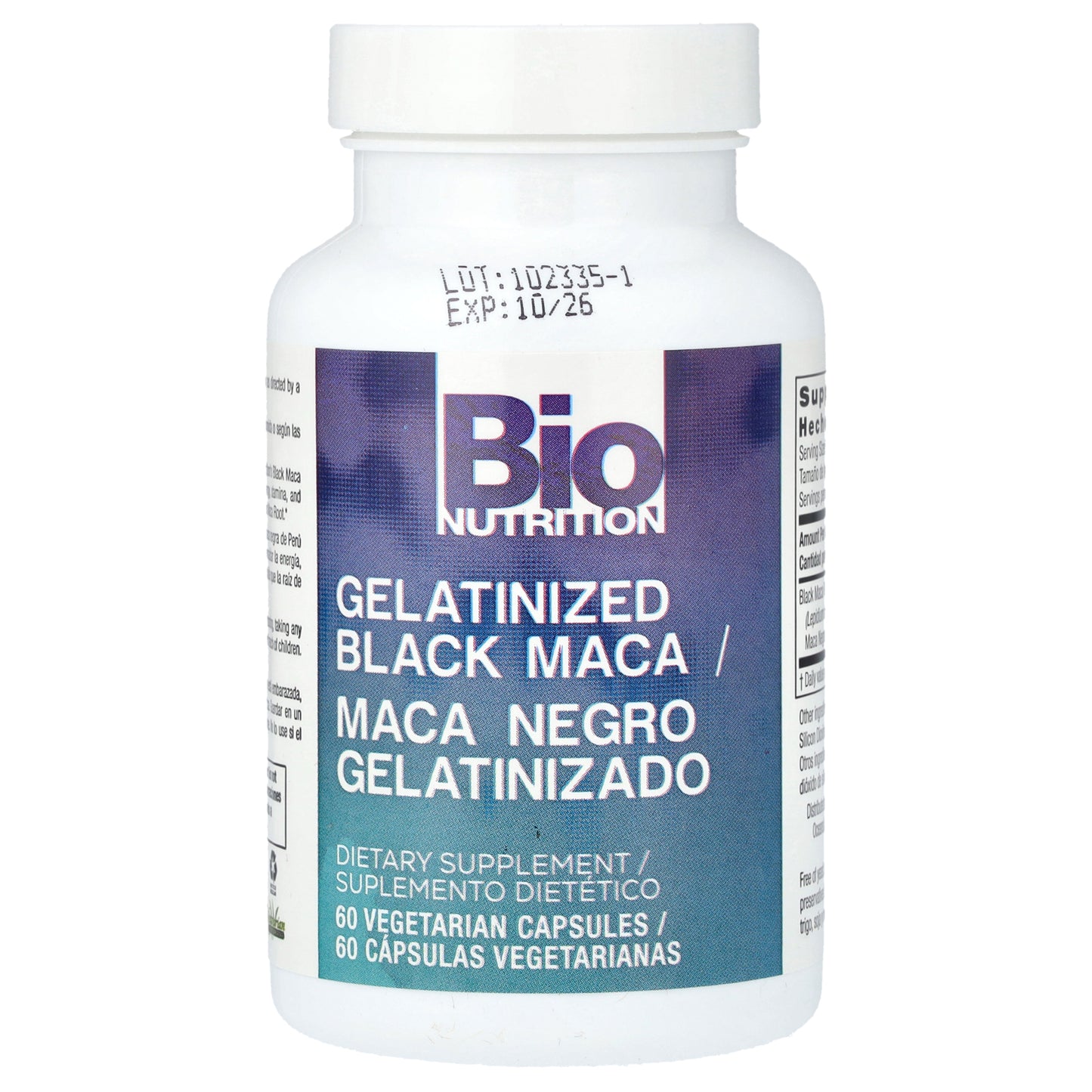 Bio Nutrition, Gelatinized Black Maca, 1,000 mg, 60 Vegetarian Capsules (500 mg per Capsule)