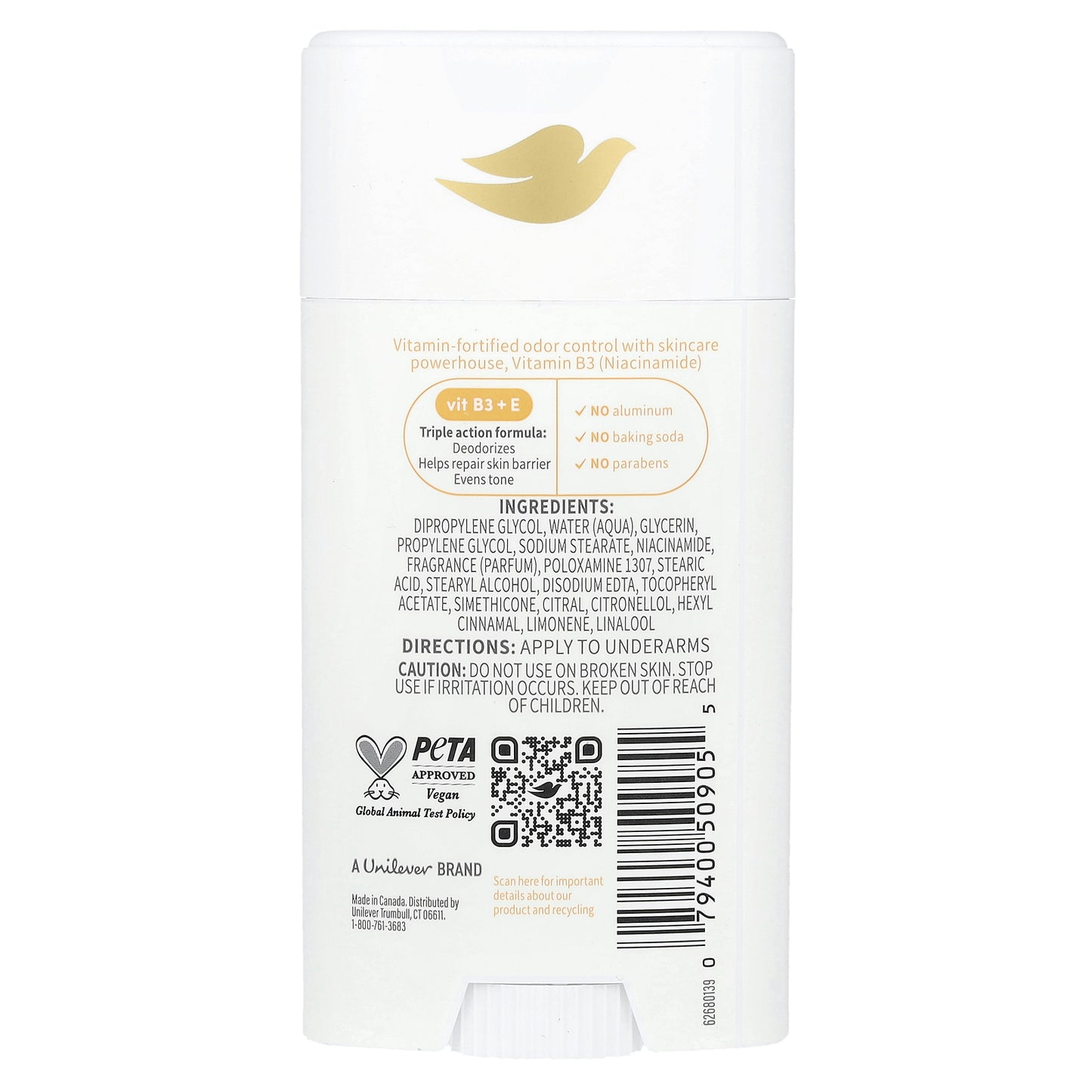 Dove, Vitamin Care+ Deodorant, Peaches & Shea Butter, 2.6 oz (74 g)