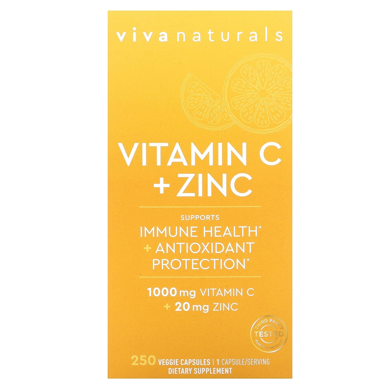 Viva Naturals, Vitamin C + Zinc, 250 Veggie Capsules