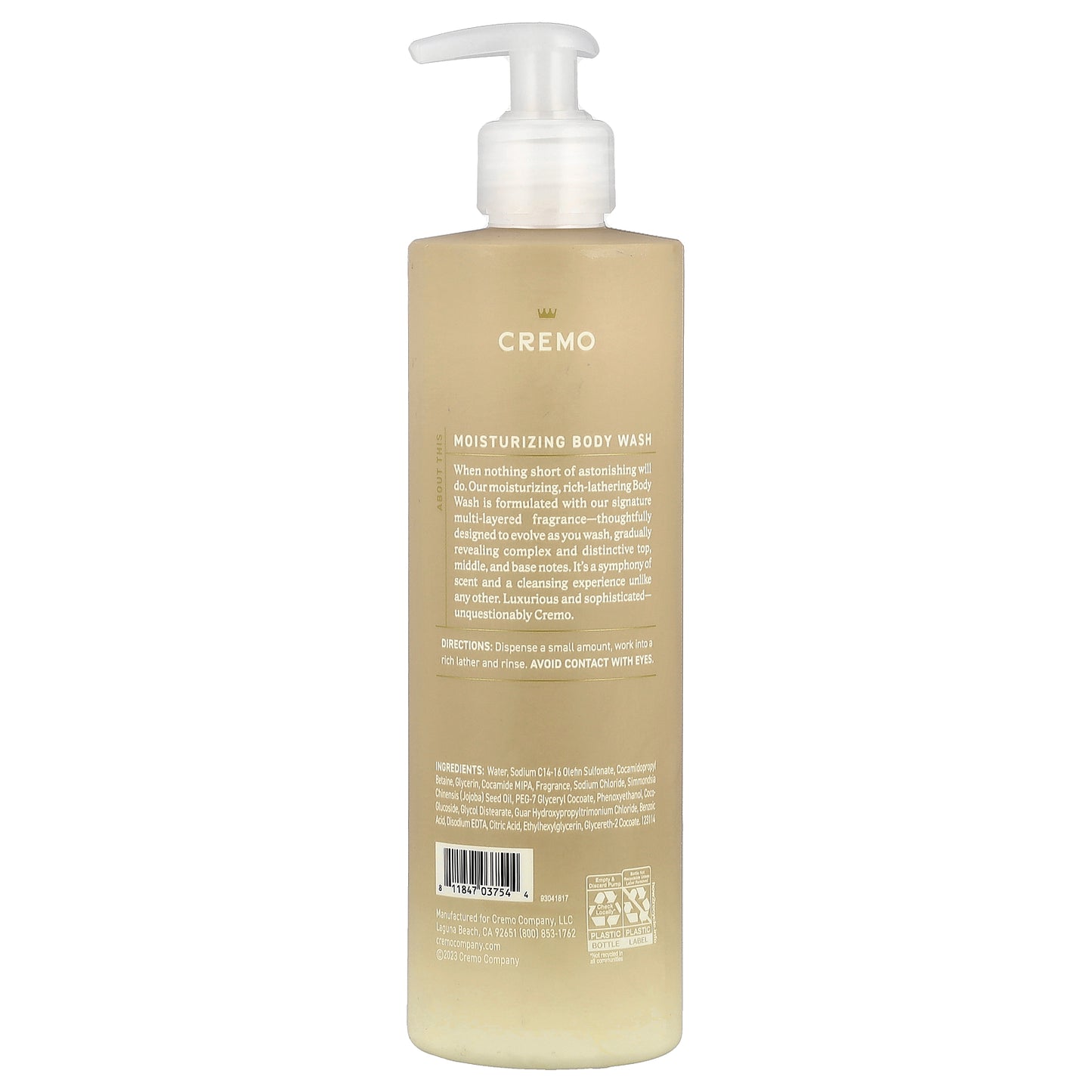 Cremo, Body Wash, White Jasmine Amber, 16 fl oz (473 ml)