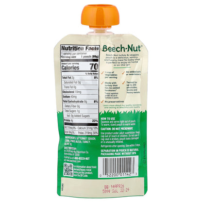 Beech-Nut, Turkey With Butternut Squash, Corn & Spinach, 6+ Months, 3.5 oz (99 g)