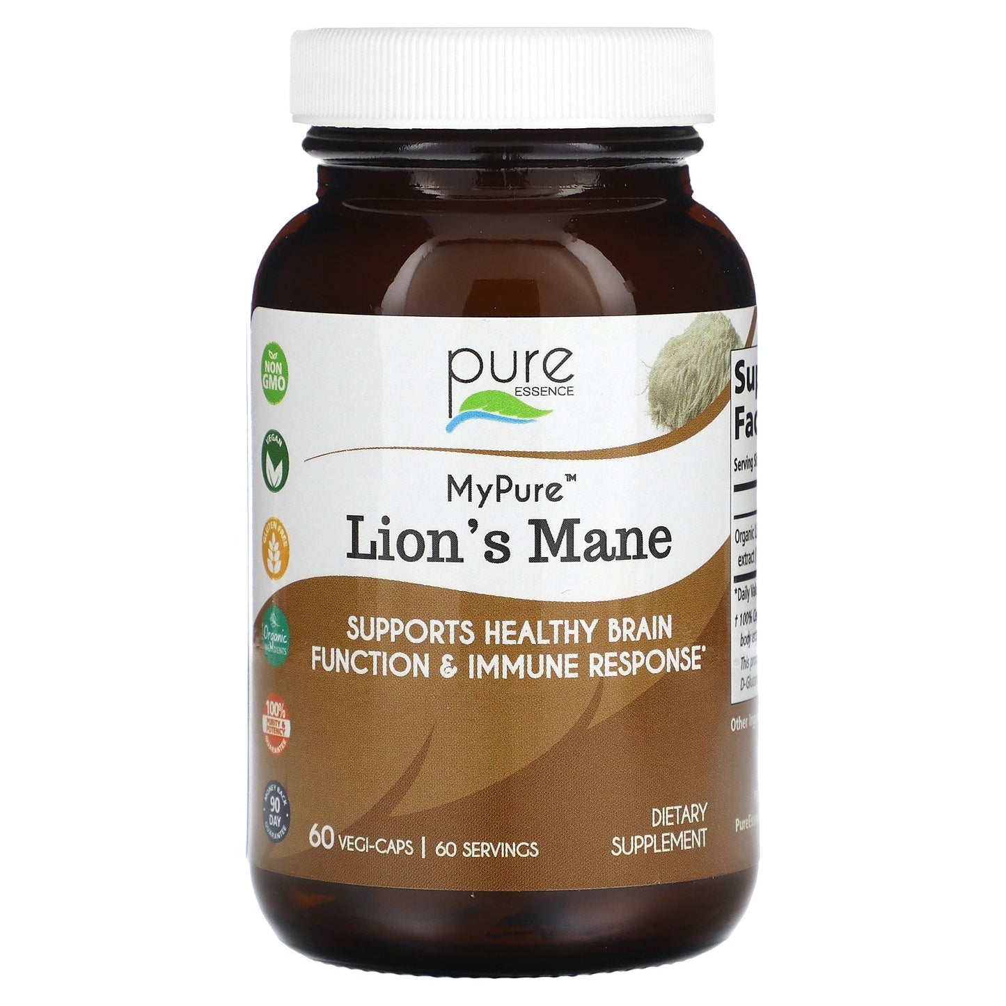 Pure Essence, MyPure™, Lion's Mane 2X, 500 mg, 60 Vegi-Caps
