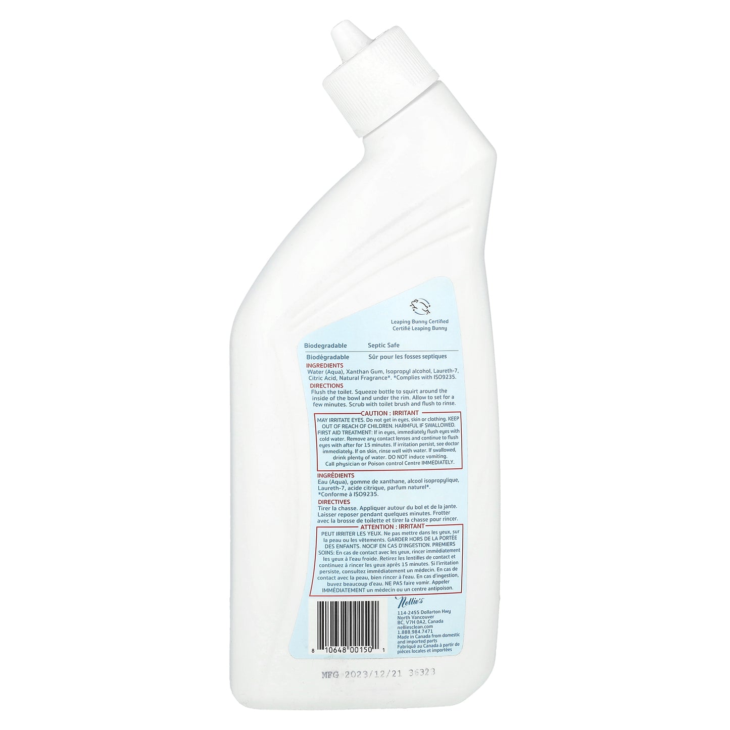 Nellie's, Toilet Bowl Cleaner, Lemongrass, 24 fl oz (710 ml)