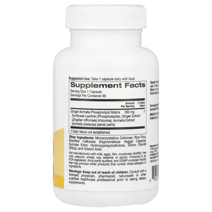 Super Nutrition, Ginger Acmella Phospholipid Matrix with Ginger Extract and Acmella Extract, 60 Veggie Capsules
