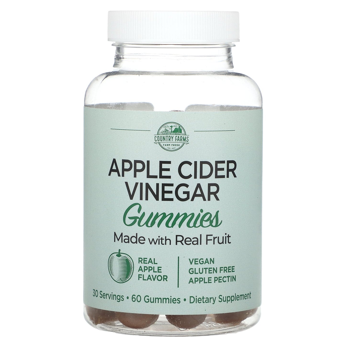 Country Farms, Apple Cider Vinegar Gummies, Real Apple, 60 Gummies (250 mg per Gummy)