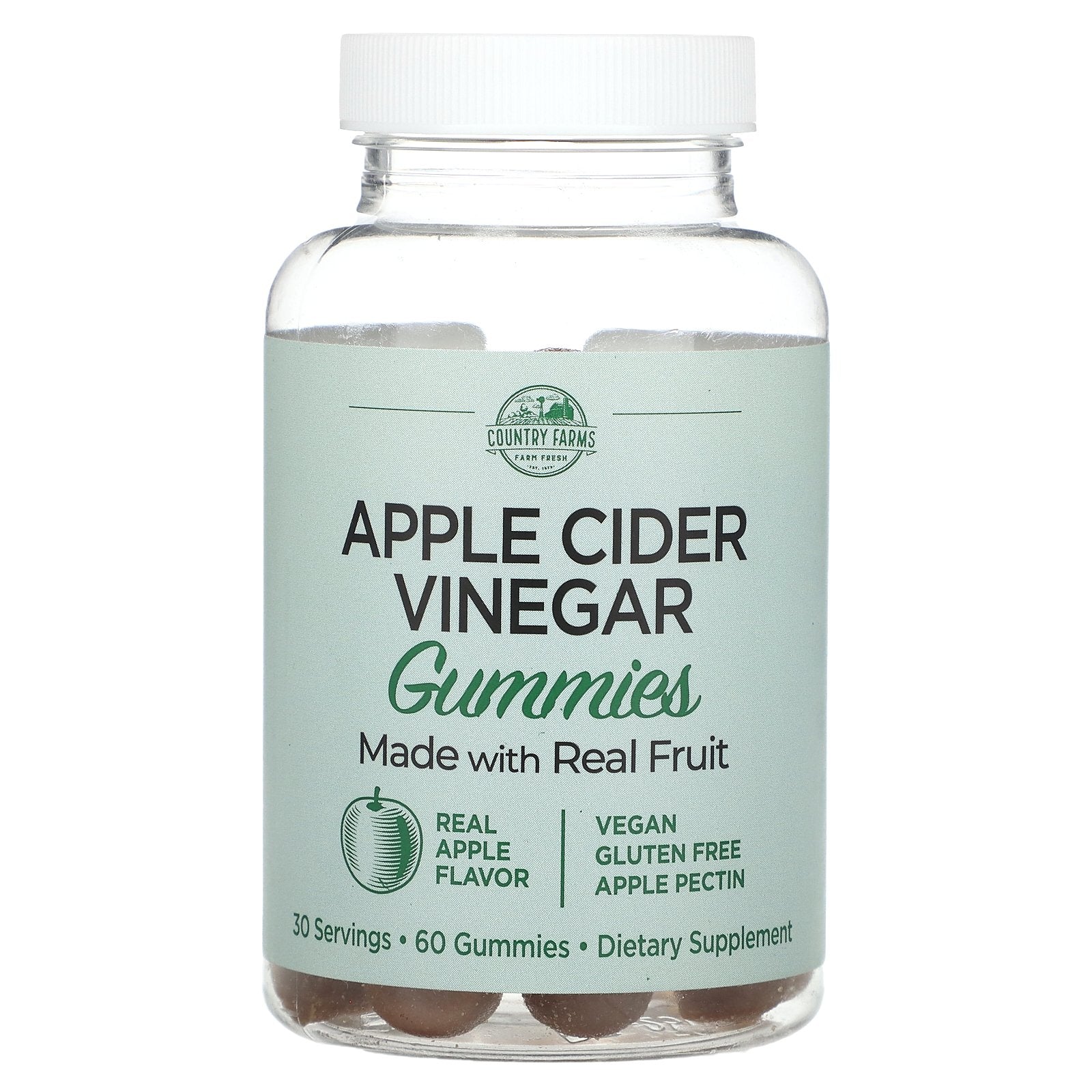 Country Farms, Apple Cider Vinegar Gummies, Real Apple, 60 Gummies (250 mg per Gummy)