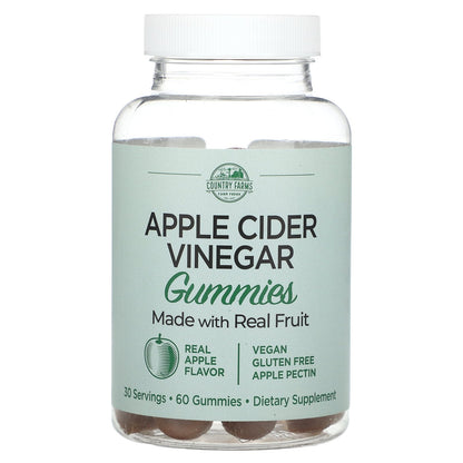 Country Farms, Apple Cider Vinegar Gummies, Real Apple, 60 Gummies (250 mg per Gummy)