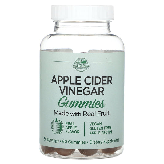 Country Farms, Apple Cider Vinegar Gummies, Real Apple, 60 Gummies (250 mg per Gummy)