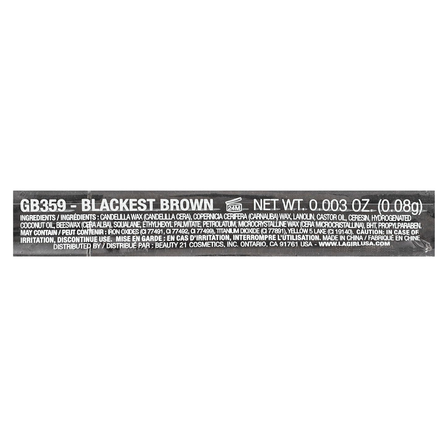 L.A. Girl, Shady Slim Brow Pencil, GB359 Blackest Brown, 0.003 oz (0.08 g)