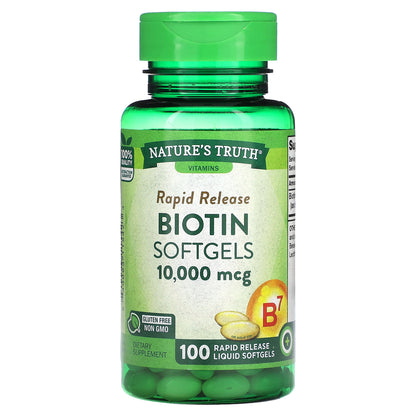 Nature's Truth, Biotin, 10,000 mcg, 100 Rapid Release Liquid Softgels