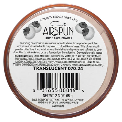 Airspun, Loose Face Powder, Translucent 070-24, 2.3 oz (65 g)