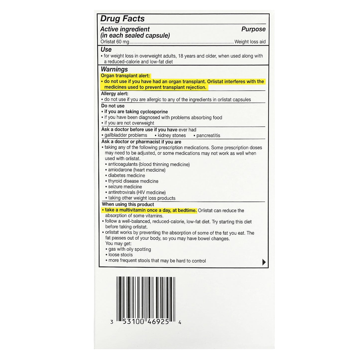 Alli, Orlistat, Weight Loss Aid, Refill Pack , 60 mg, 120 Capsules